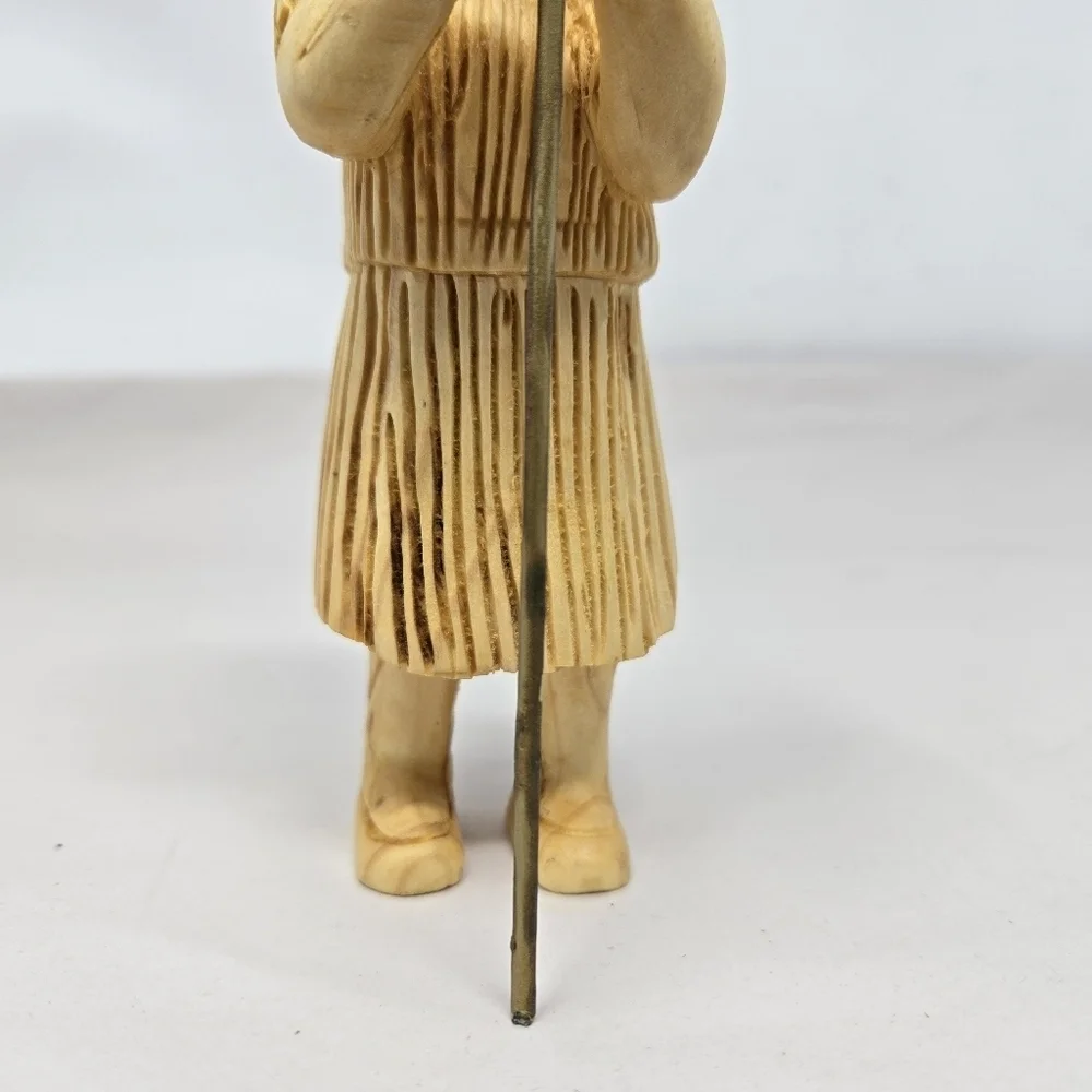 Nativity Shepard Holding His Staff Hand Carved Wood 1999 R Herrenbruck Christmas